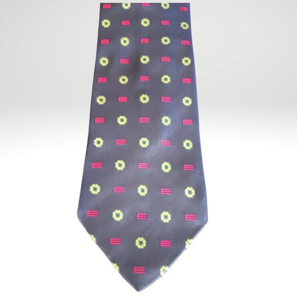 ETRO Milano 100% Silk Men's Neck Tie Navy w/ Pink "E" Logo Design - Picture 2 of 11